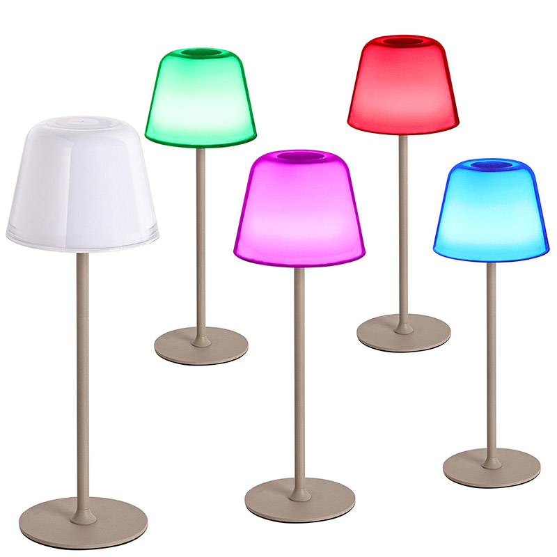 Lampu meja dipimpin karo bayangan jamur RGB