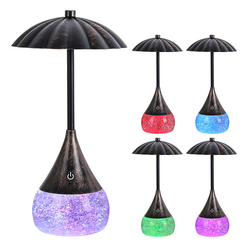 Lampu meja lampu lampu sing dipimpin alam kanthi botol rgb