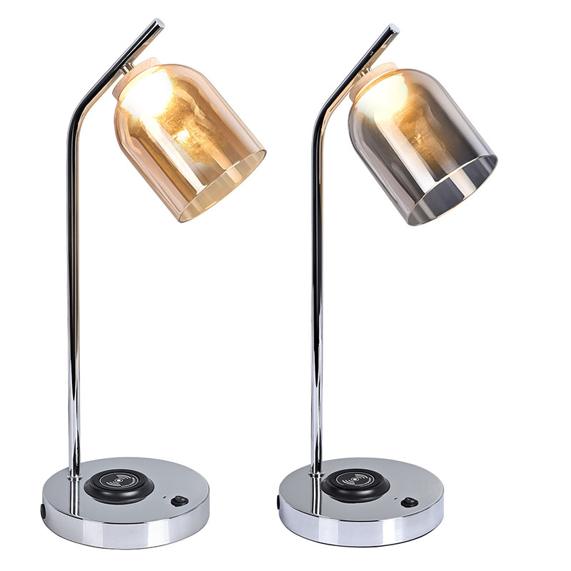 QI led desk lamp karo kaca shade