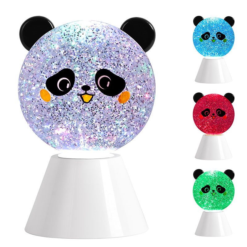 RGB Panda Night Lamp karo Cairan Glitter