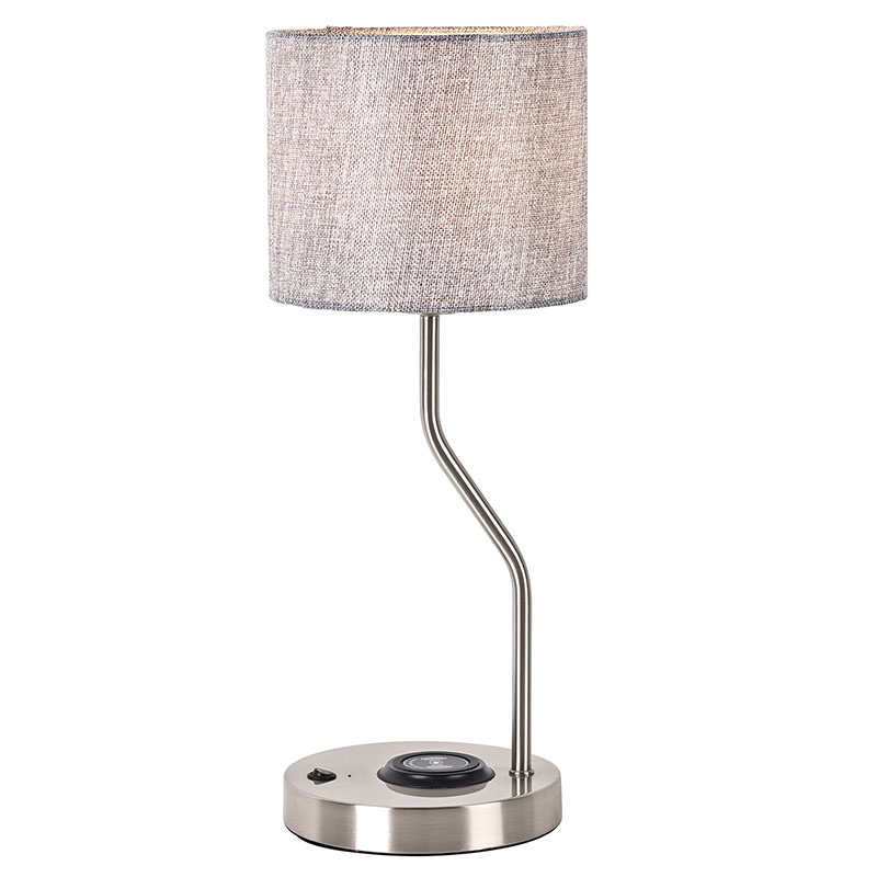 Lampu meja pangisi daya telpon nirkabel kanthi warna kain